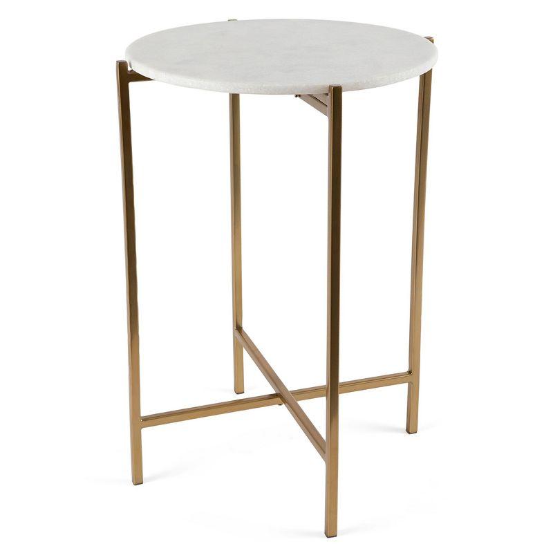 BIRDROCK HOME Folding Side Table with Marble Top - Gold Legs