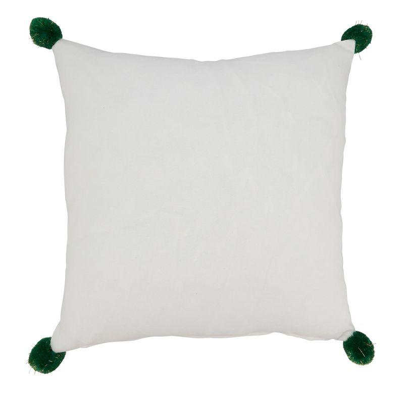 White and Green Merry Christmas Square Throw Pillow