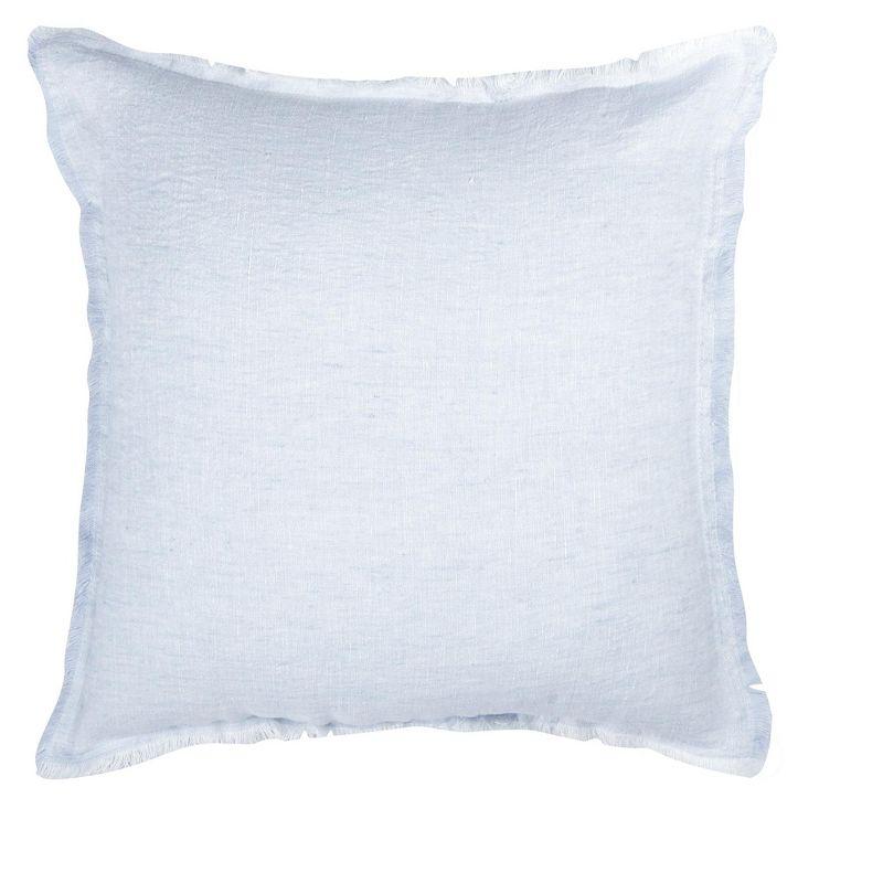 Sky Blue Fringe Soft Linen Throw Pillow 27"