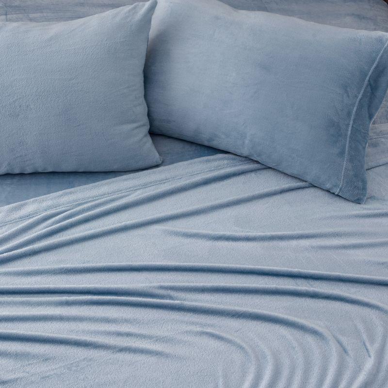 Pearl Blue Queen Velvet Plush Microfiber Sheet Set