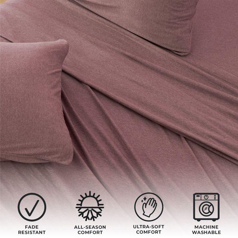 Ultra-Soft Heathered Jersey Knit Cotten Blend Sheet Set - Great Bay Home