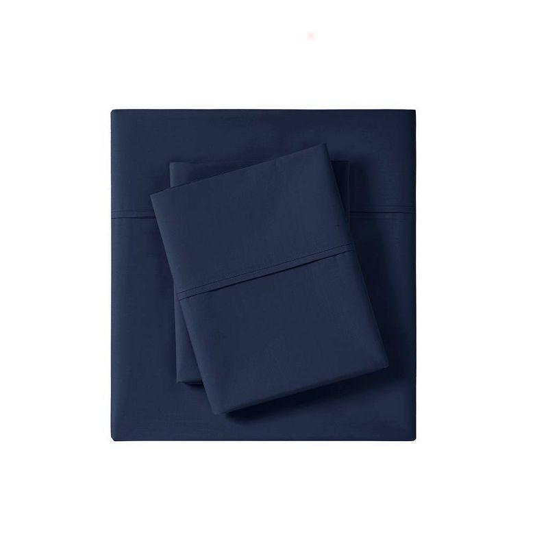 King 200 Thread Count Cotton Peached Percale Sheet Set Navy