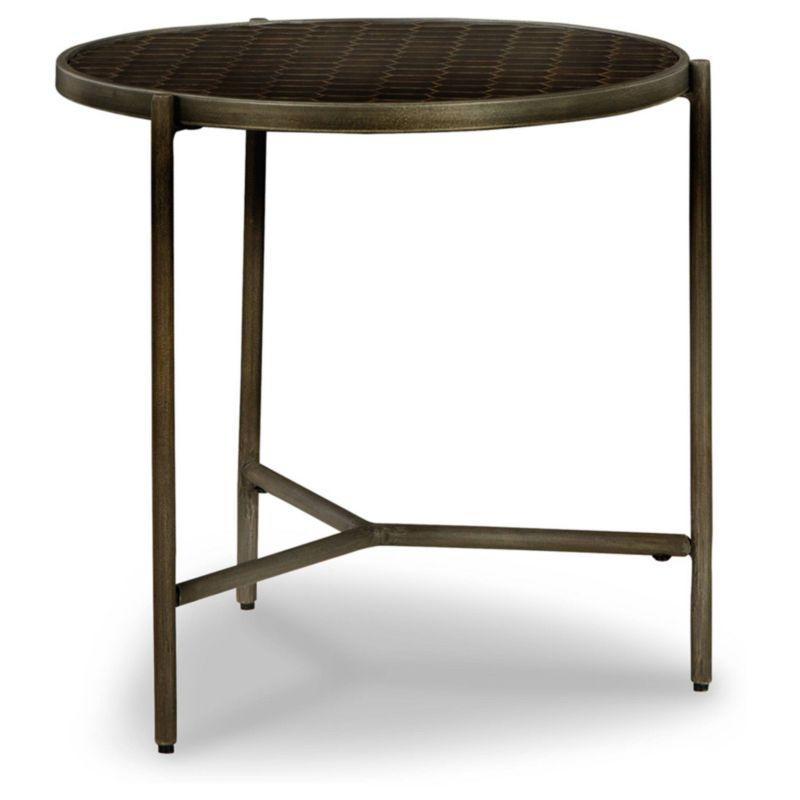 Round Brown and Gray Mango Wood Metal End Table