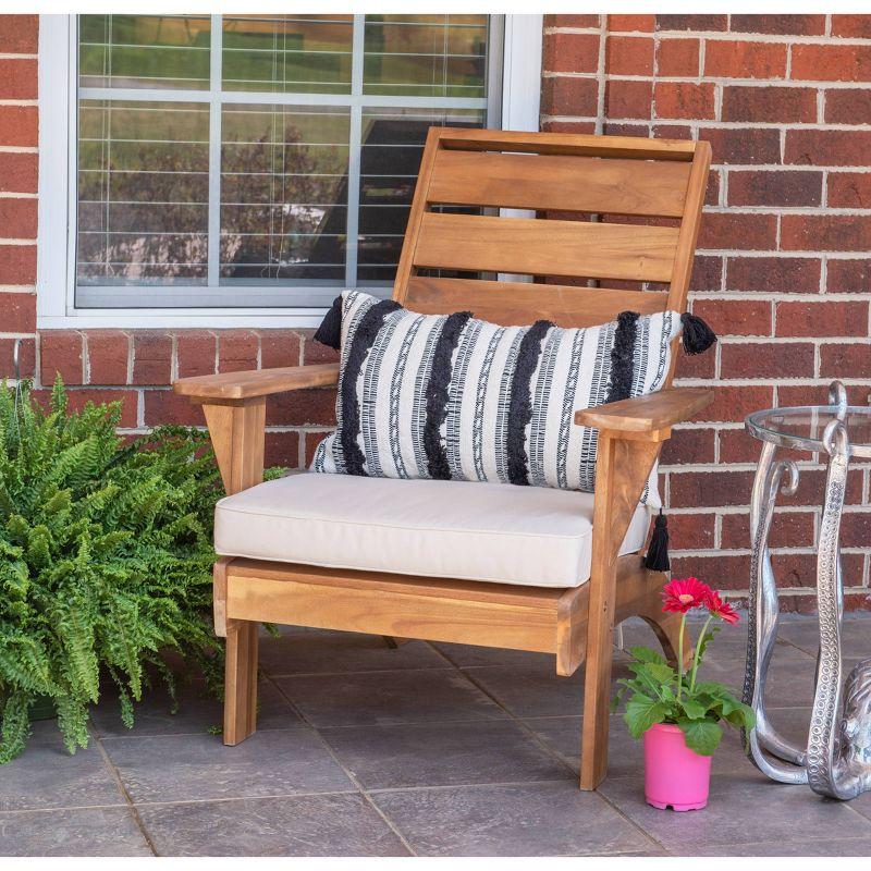 Rockport Outdoor Acacia Wood Chair with Cushion Brown - Linon: Porch Seating, Polyester Fabric, Foam Fill