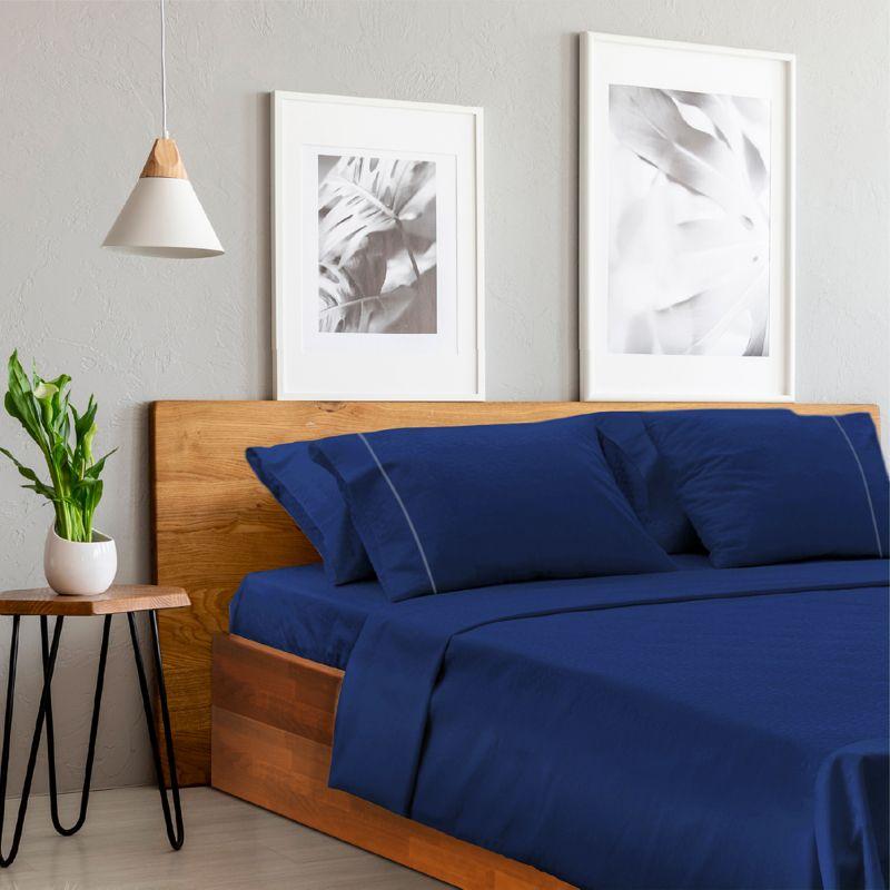 Navy Queen Deep Pocket Bamboo Microfiber Sheet Set