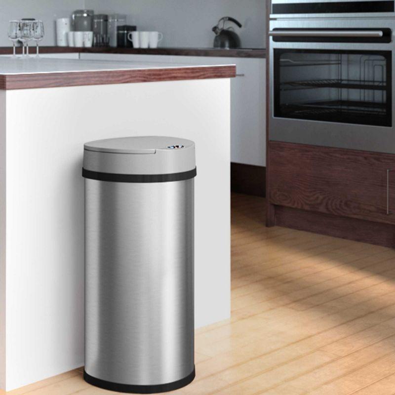 iTouchless Sensor Kitchen Trash Can with AbsorbX Odor Filter 13 Gallon Silver Stainless Steel