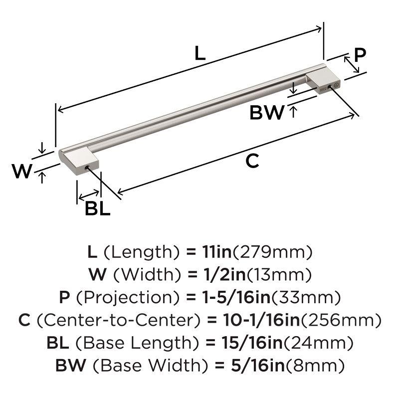 Amerock Versa 10-1/16 inch (256mm) Center-to-Center Satin Nickel Cabinet Pull