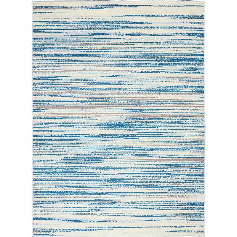 Nourison Jubilant 5'3" x 7'3" (5' x 7') Blue Area Rug Coastal Contemporary Striped by Nourison
