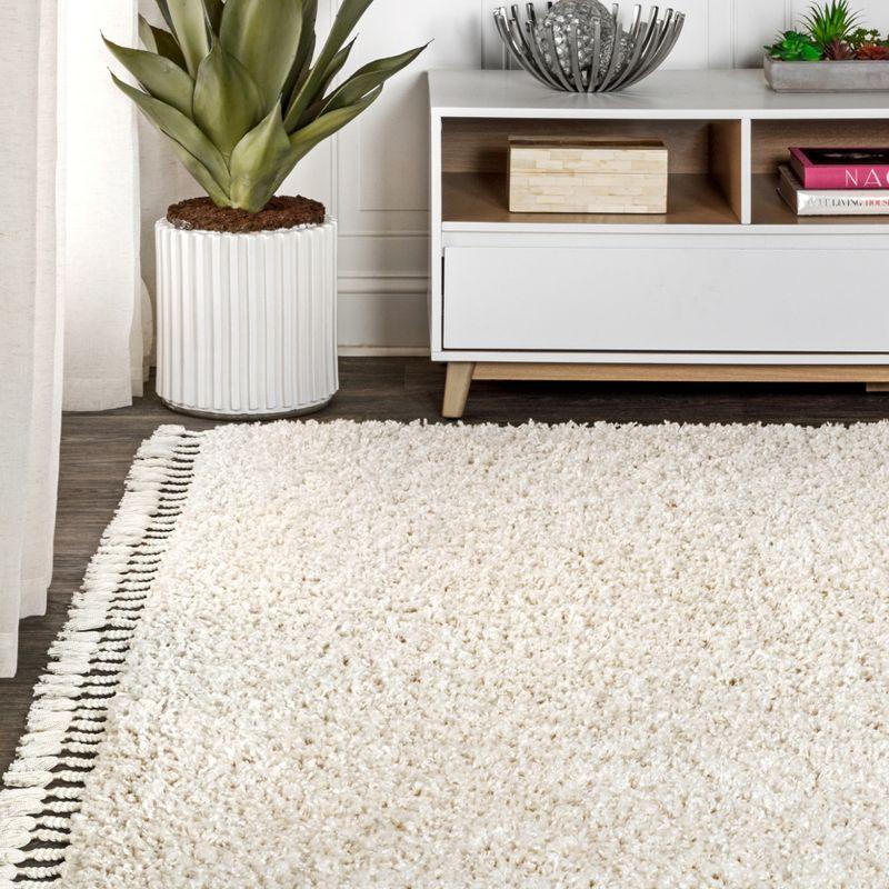 Modern Cream Shag Rectangular Area Rug 3x5 Feet - Easy Care & Stain-resistant