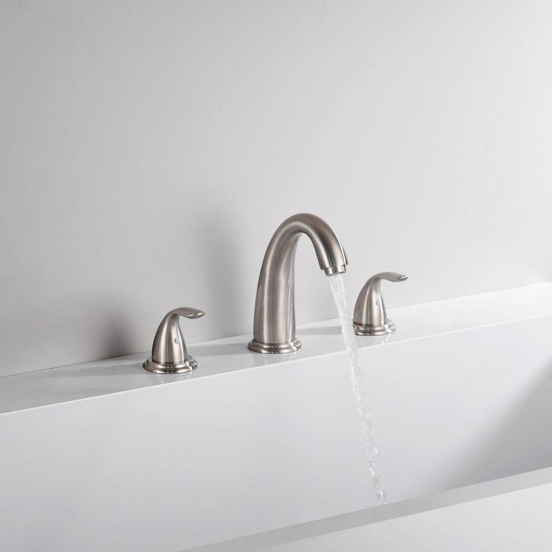 Sumerain Two Handle Widespread  Roman Tub Faucet Brushed Nickel with Brass Rough-in Valve, High Flow