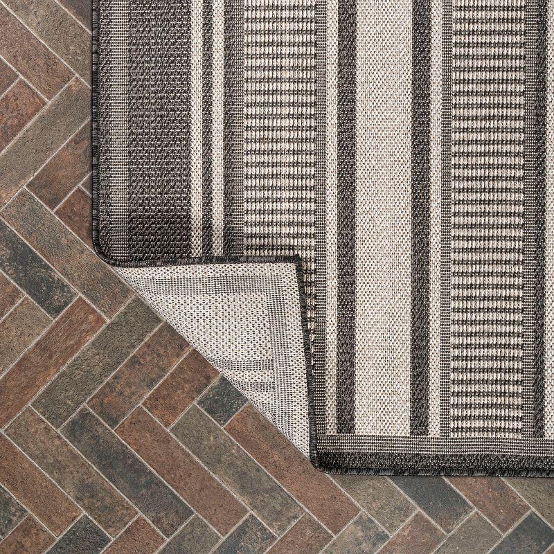 8' x 10' Haynes Modern Double Stripe Indoor/Outdoor Area Rug, Black/Cream - JONATHAN Y