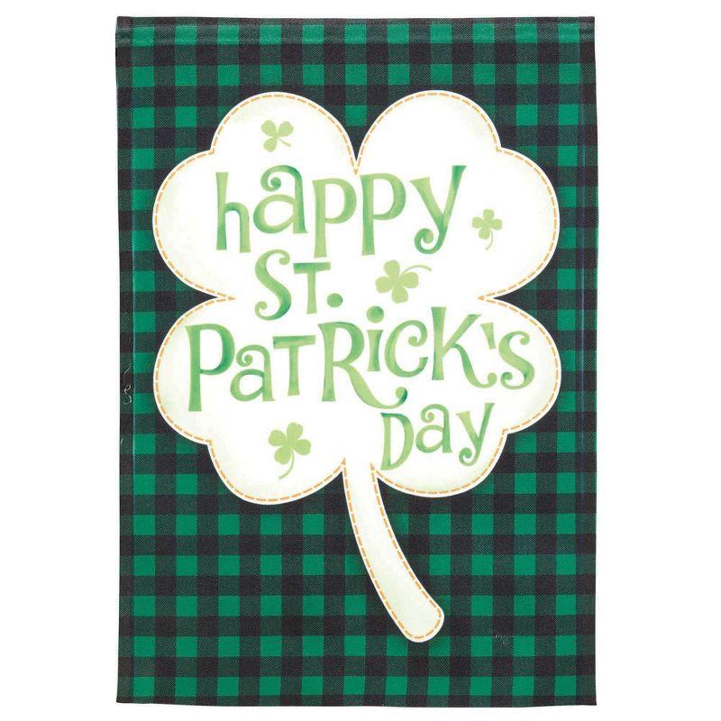 Magnolia Garden Happy St Patrick's Day Green Check Plaid 13 x 18 Inch Polyester Garden Flag
