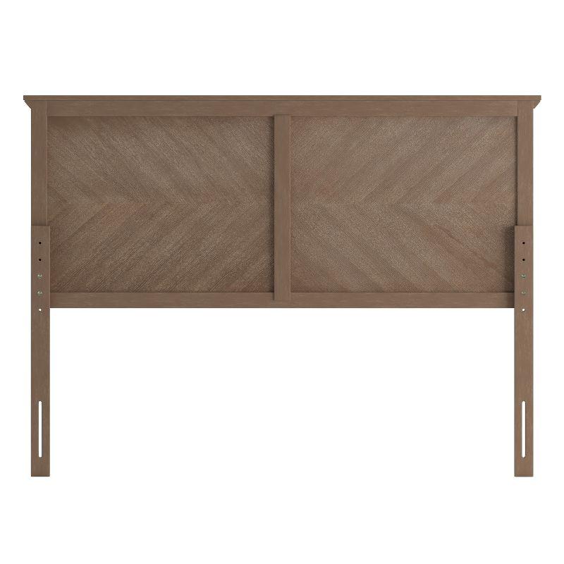 Flash Furniture Fiona Queen Size Herringbone Wooden Adjustable Headboard for Universal Metal Bed Frames in Light Brown