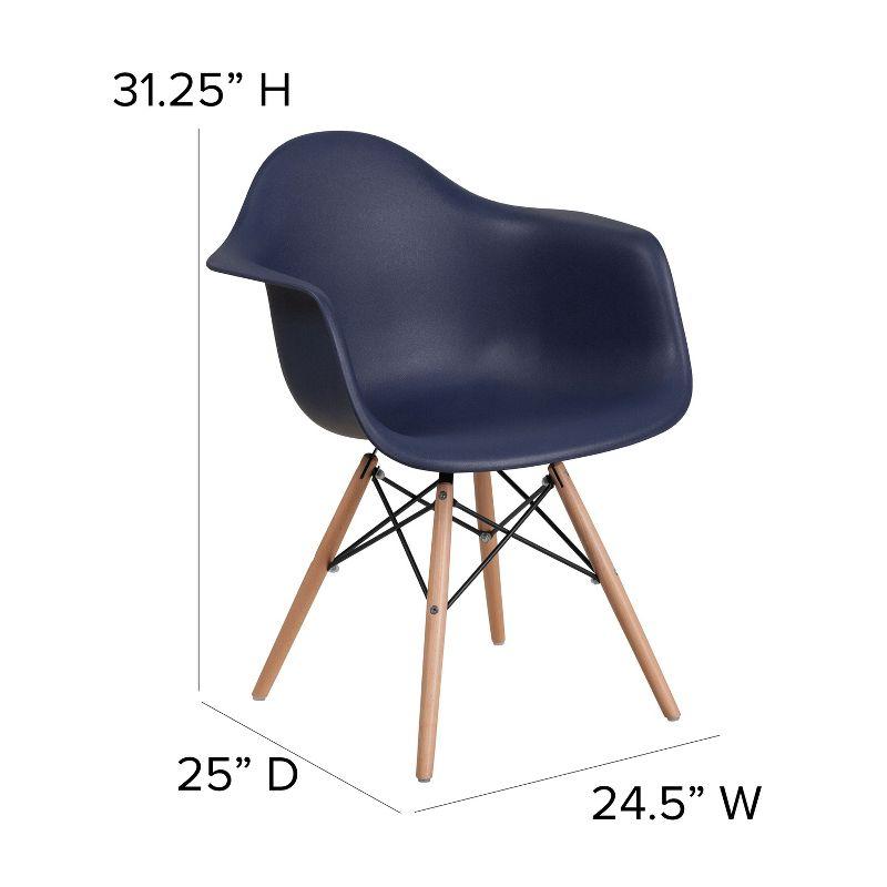 Navy Polypropylene Arm Chair with Wooden Legs