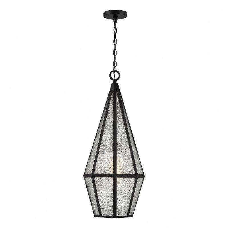 Matte Black Art Glass 1-Light Outdoor Hanging Lantern