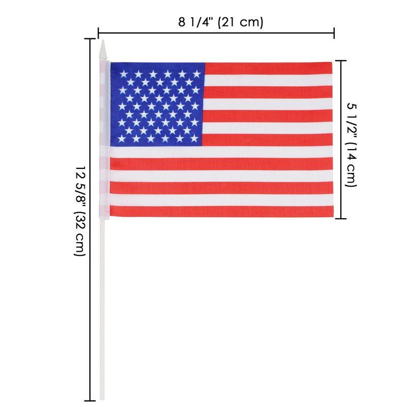 Patriotic Mini American Flags with Aluminum Poles, 12 Pack