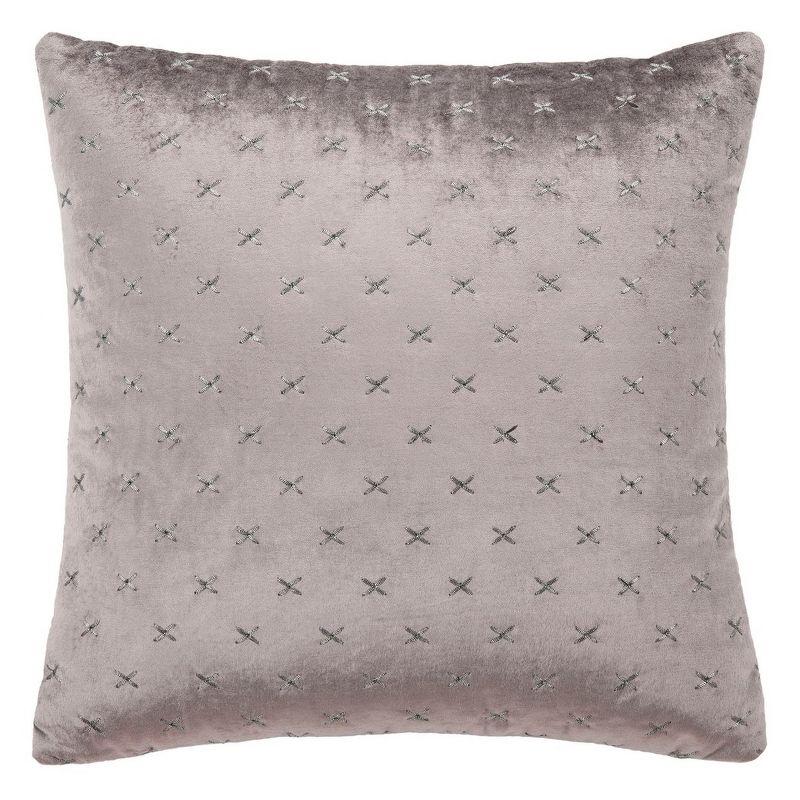 Deana Light Grey Embroidered Square Throw Pillow