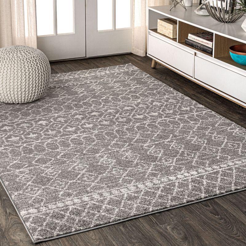 8'x10' Izil Moroccan Beni Souk Area Rug, Gray/Cream - JONATHAN Y