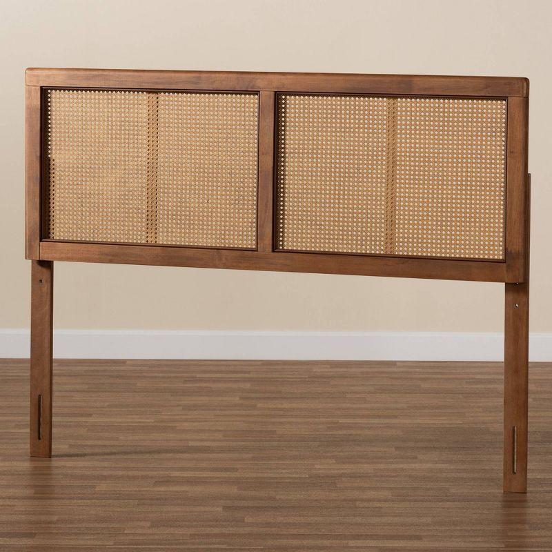 Full Gilbert Wood and Synthetic Rattan Headboard Walnut - Baxton Studio: Bed Frame Mounted, 50" Height