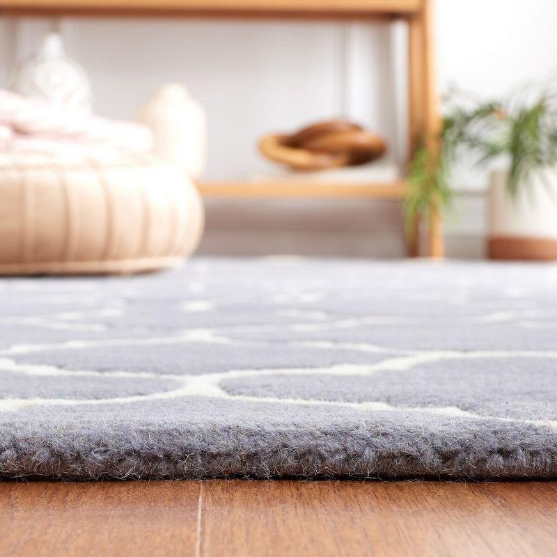 Hand-Tufted Dark Grey and Ivory Wool Runner Rug