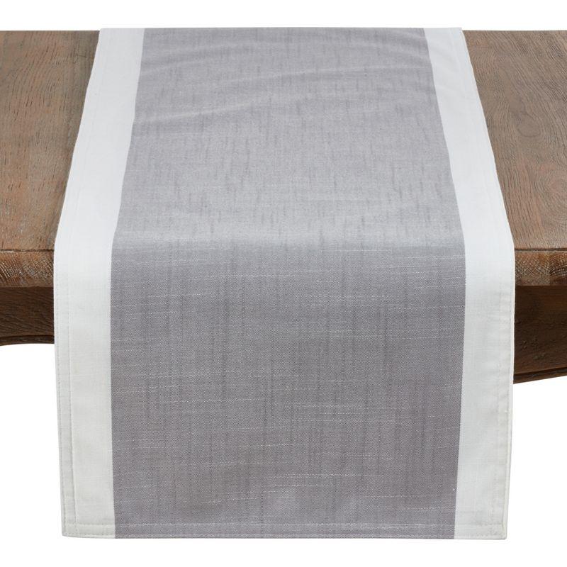 Saro Lifestyle Table Runner With White Banded Border, Grey, 16" x 108"