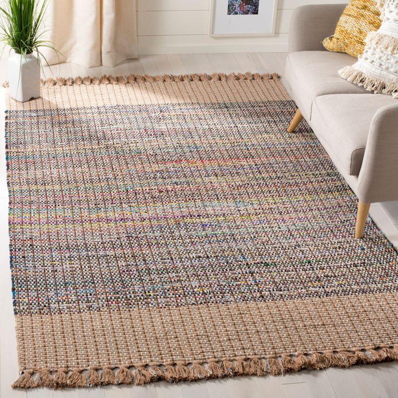 Beige Multicolor Handmade Flat Woven Wool Cotton Area Rug