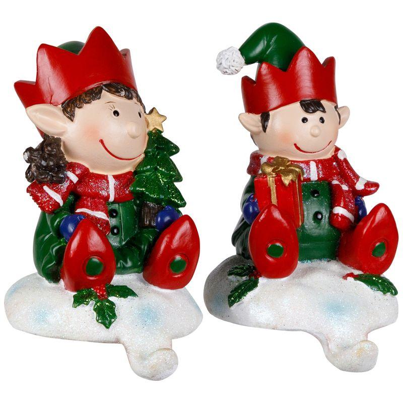 Festive Elves Christmas Stocking Holders - 5" - Set Of 2