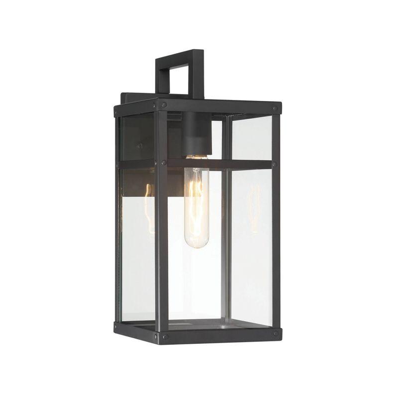 Robert Stevenson Lighting Blake Modern Metal and Clear Glass Paneled Wall Mounted Outdoor Light Black: ETL Listed, 1-Light Sconce, No Switch