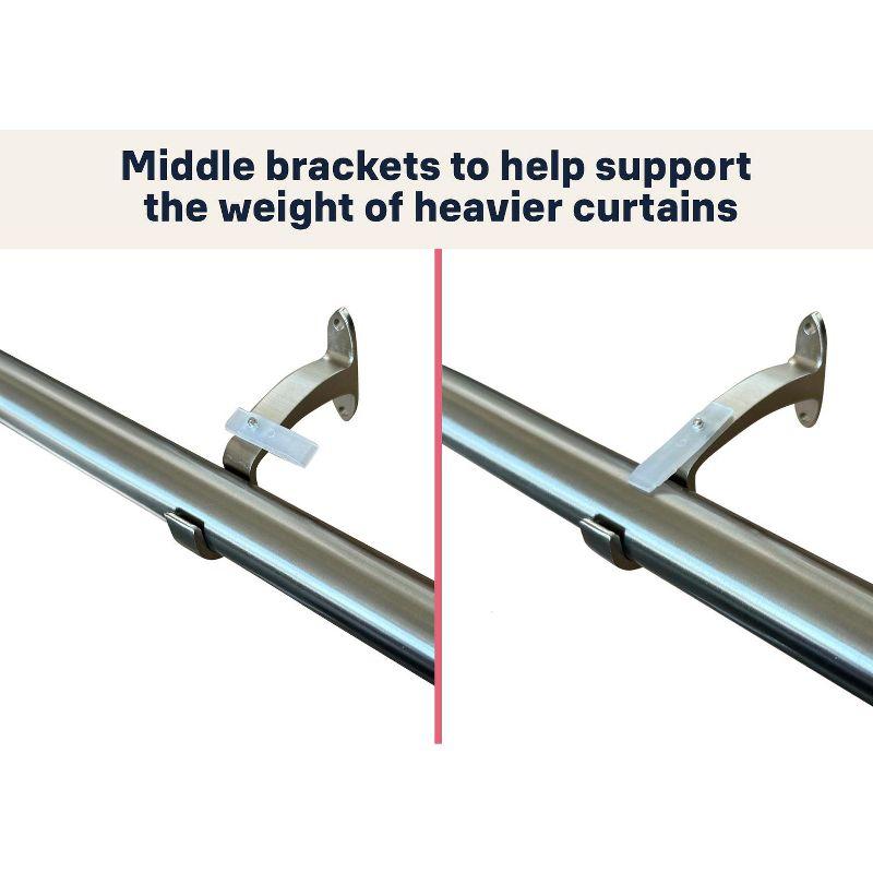 HLC.ME Wrap Around Darkening Adjustable Curtain Rod and Bracket Set for Heavier Drapes - Sturdy Pipe 1 in Diameter - Silver Gloss, 48" to 86" Inches
