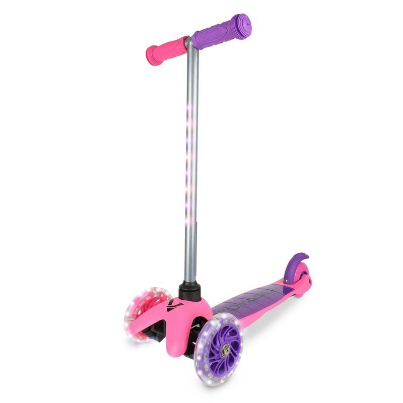 Pink and Purple 3-Wheel Kids Scooter with Light-Up Wheels