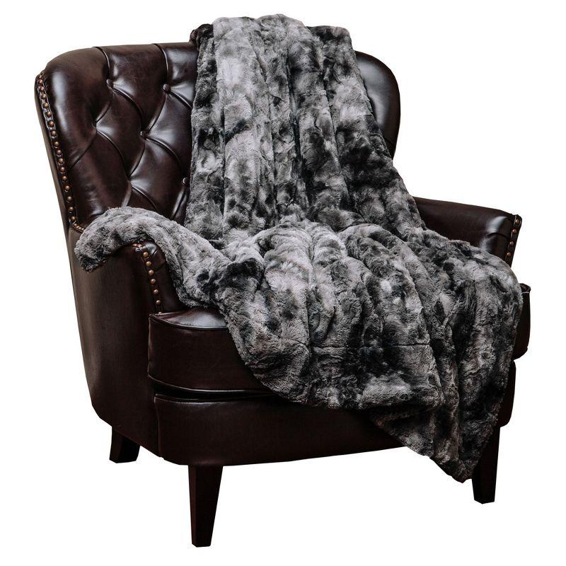 Chanasya Wolf Faux Fur Throw Blanket with Plush Faux Shearling Side