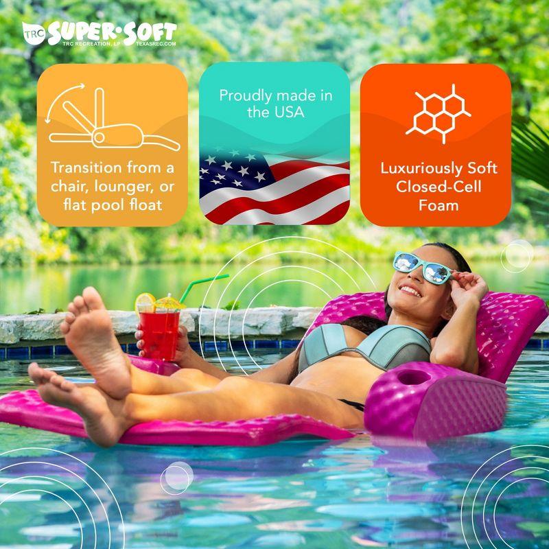 TRC Recreation Super Soft Portable Floating Swimming Pool Water Lounger Comfortable Adjustable Recliner Chair with 2 Armrest Cup Holders