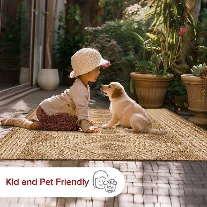nuLOOM 10' x 12' Outdoor Geometric Area Rug, Stain Resistant, Weather Resistant, High Traffic, Patio, Balcony, Outside, Ranya Light Brown