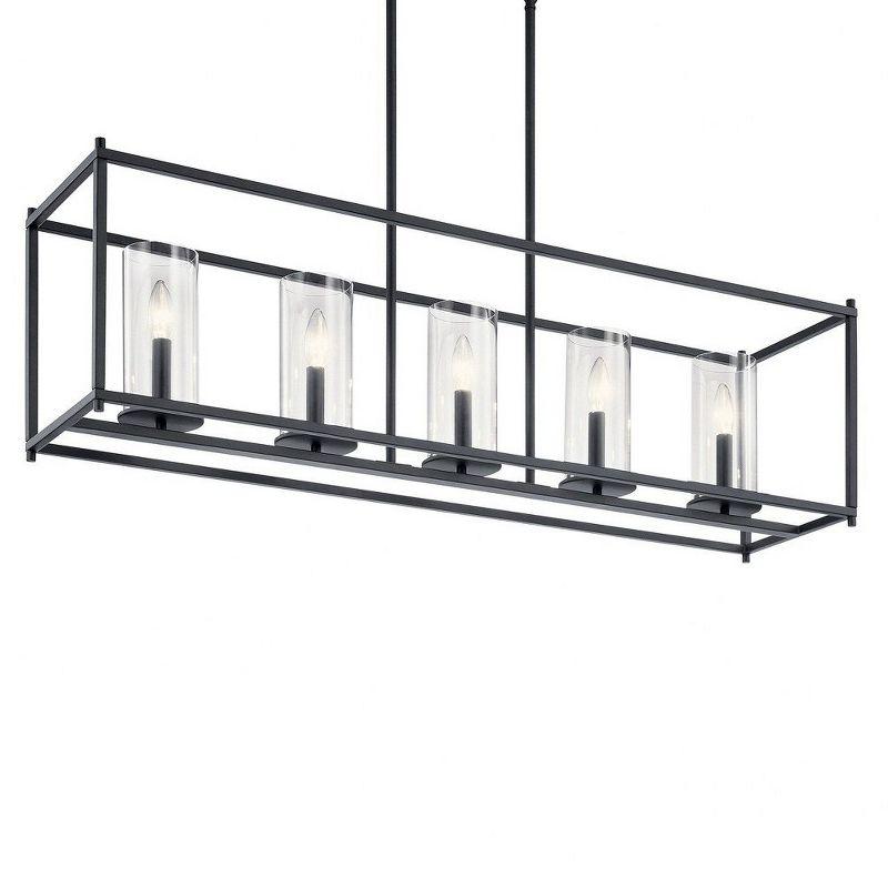 Crosby 41'' Black Steel Linear Chandelier with Clear Glass Shades