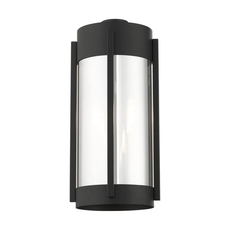 Lighting Lumens 7.5in 2 Light Outdoor Wall Lantern Pendant, Electrical Plated Smoke Glass Shade