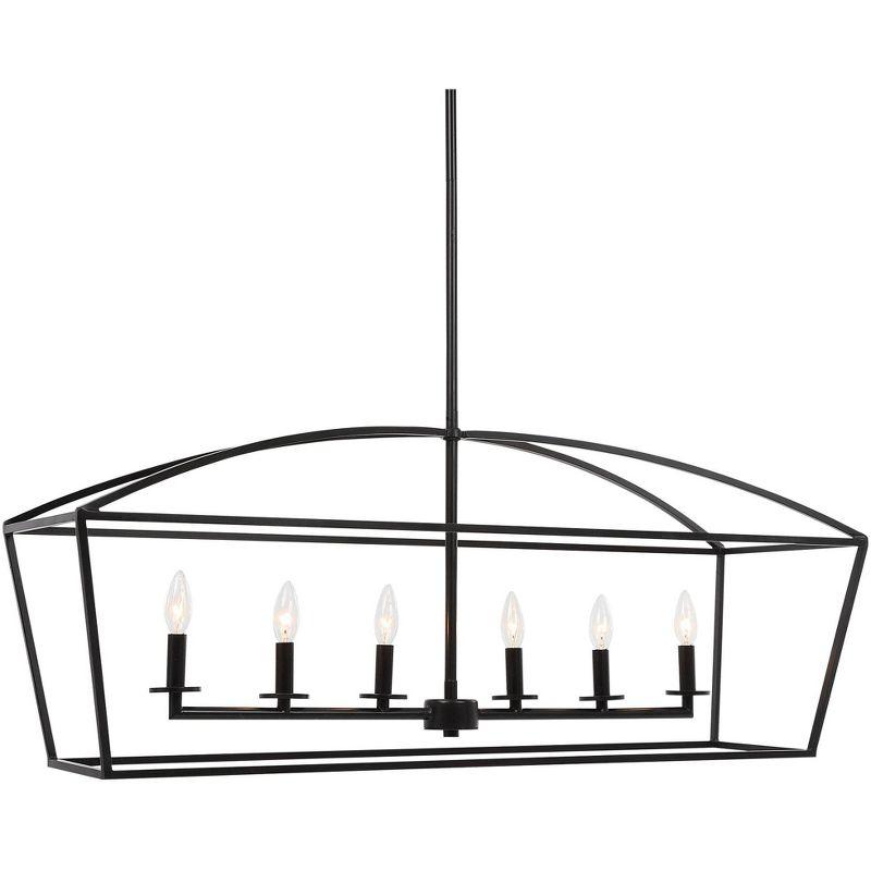 Uttermost Bronze Steel Linear Pendant Chandelier 42" Wide Farmhouse Open Frame 6-Light Fixture for Kitchen Island Dining Room Home