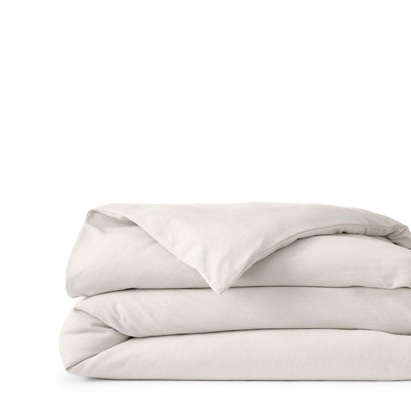Lands' End Comfy Super Soft Cotton Flannel Duvet Bed Cover - 5oz - Twin - Light Stone
