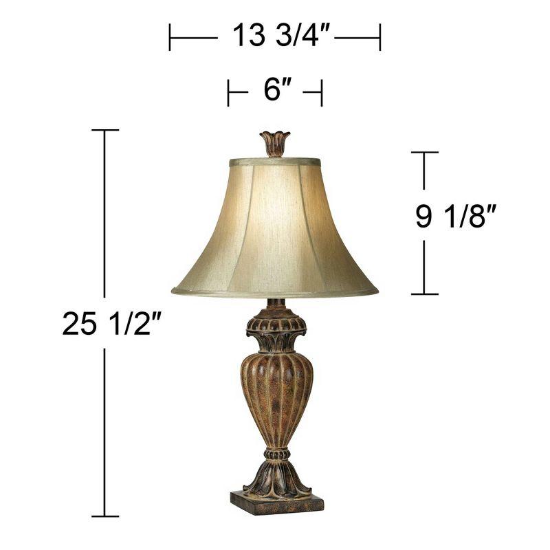 Regency Hill Traditional Table Lamp Urn 25.5" High Two Tone Bronze Off White Bell Shade for Living Room Family Bedroom Bedside Nightstand