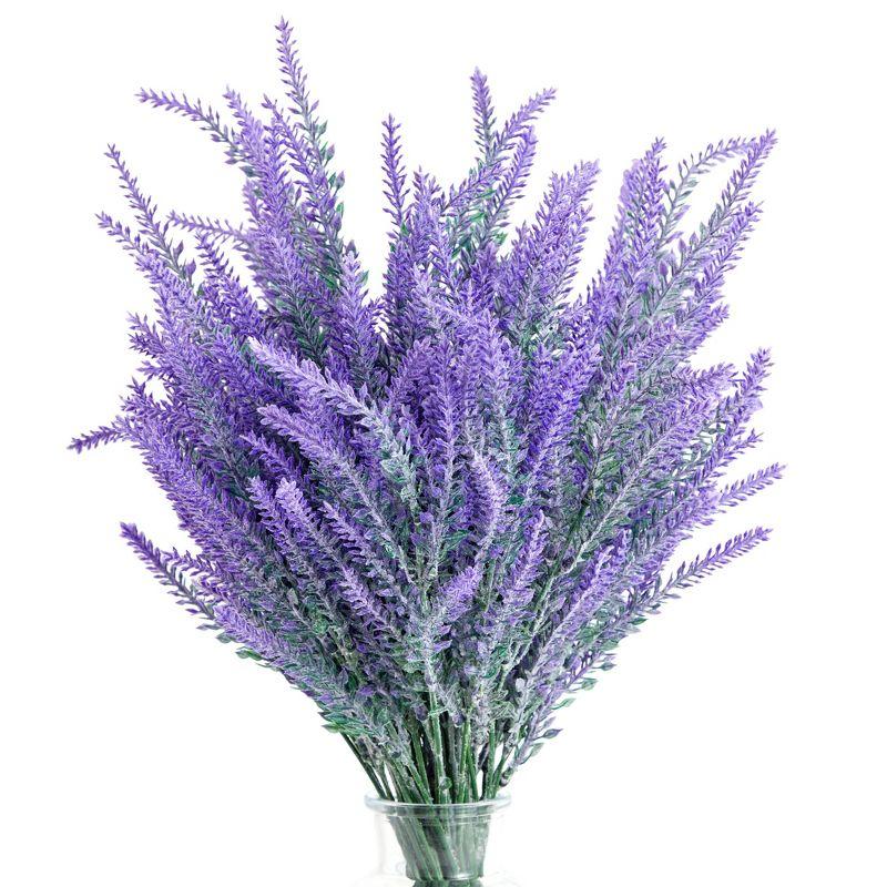 12 Bundles Purple Plastic Artificial Lavender Flowers