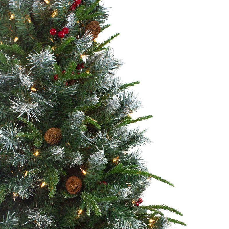 Northlight 7ft Pre-Lit Frosted Mixed Berry Pine Artificial Christmas Tree - Clear Lights