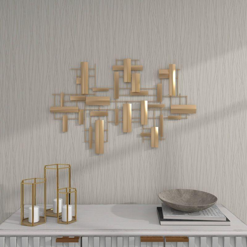 CosmoLiving by Cosmopolitan Gold Metal 3D Stripe Geometric Wall Decor