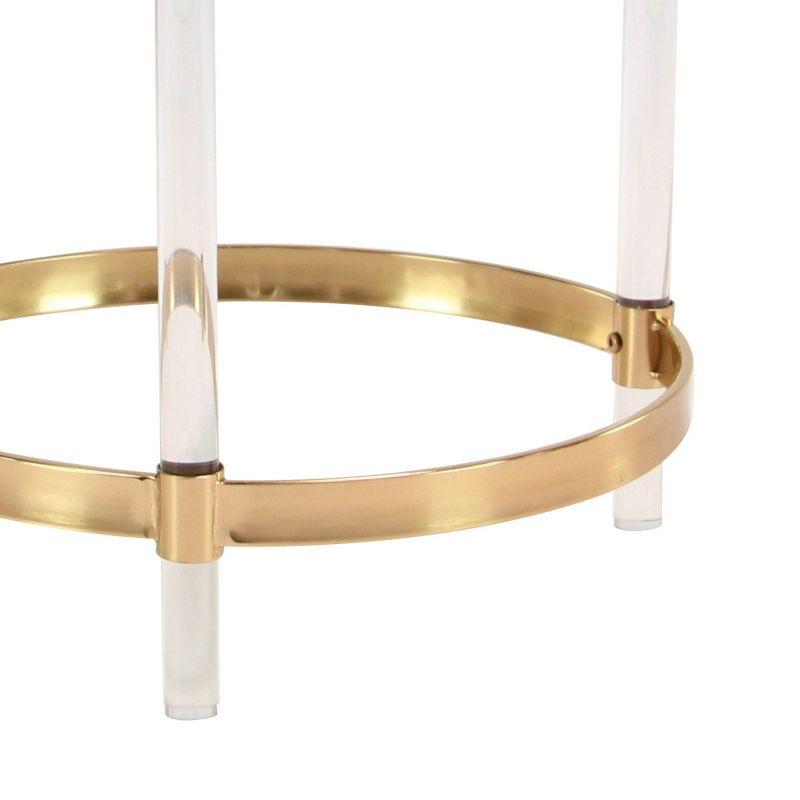 Elegant Gold Round Acrylic Accent Table with Mirrored Top