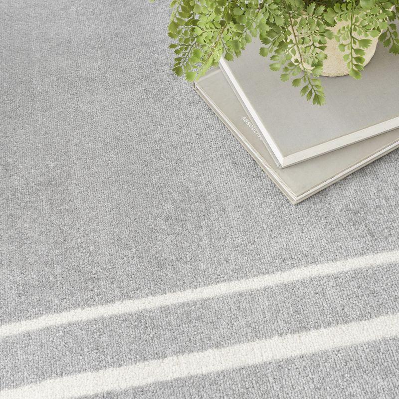 Essentials Grey/Ivory Synthetic 5' x 7' Easy-Care Outdoor Rug