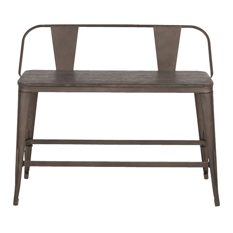 Gray Wood and Steel Rustic Counter Bench