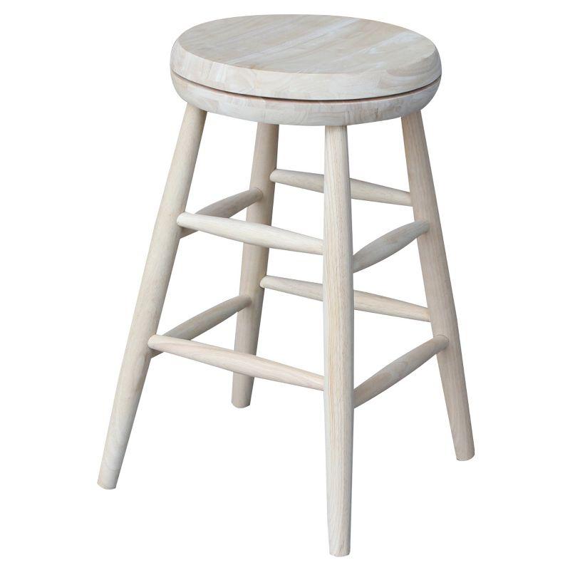 24-Inch Unfinished Swivel Solid Wood Counter Stool