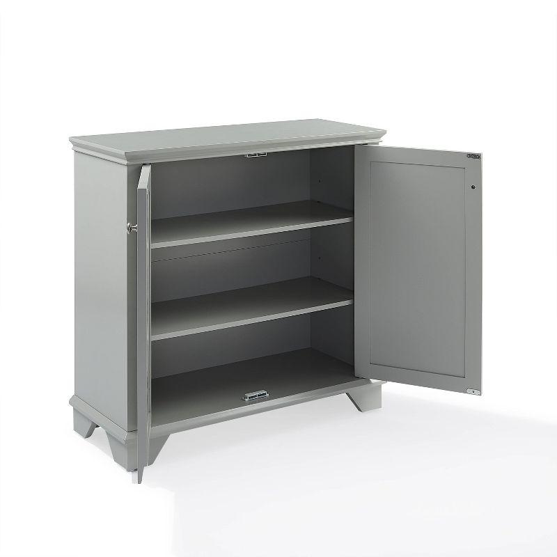 Gray Faux-Louvered Bathroom Storage Cabinet with Adjustable Shelves