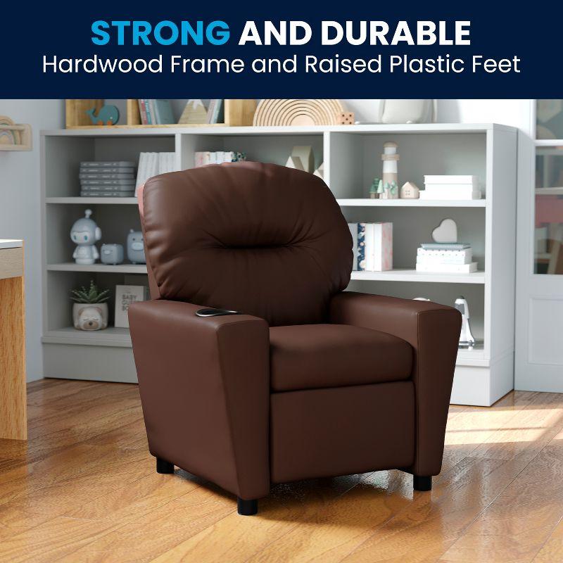 Flash Furniture Chandler Contemporary Brown LeatherSoft Kids Recliner with Cup Holder