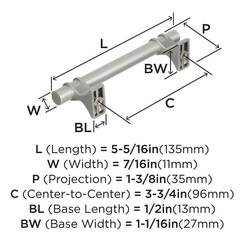 Amerock Davenport 3-3/4 inch (96mm) Center-to-Center Satin Nickel Cabinet Pull