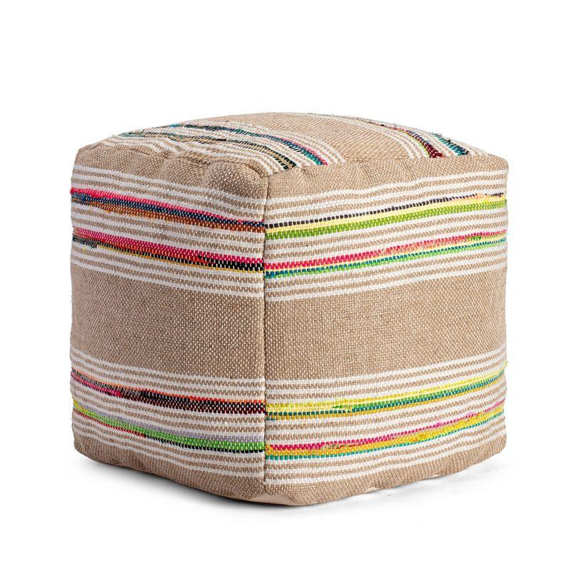 Soulard Pouf Beige - Anji Mountain: Handmade Square, Jute & Polyester, Fair Trade Certified