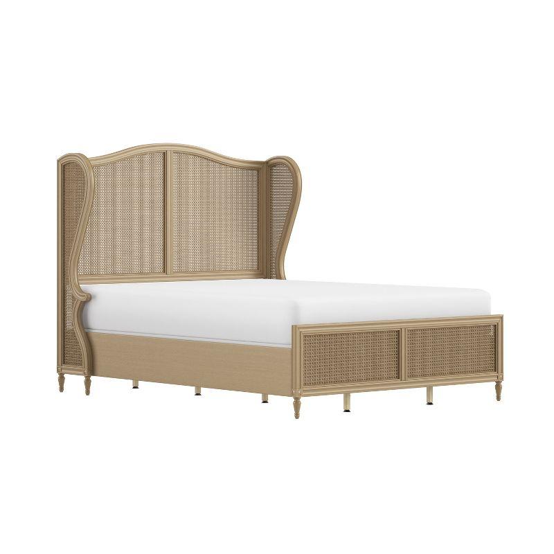 Sausalito Medium Taupe King Bed with Natural Cane Panels